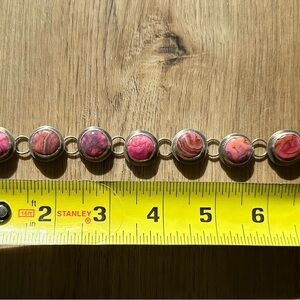 Pink Stone Silver Bracelet